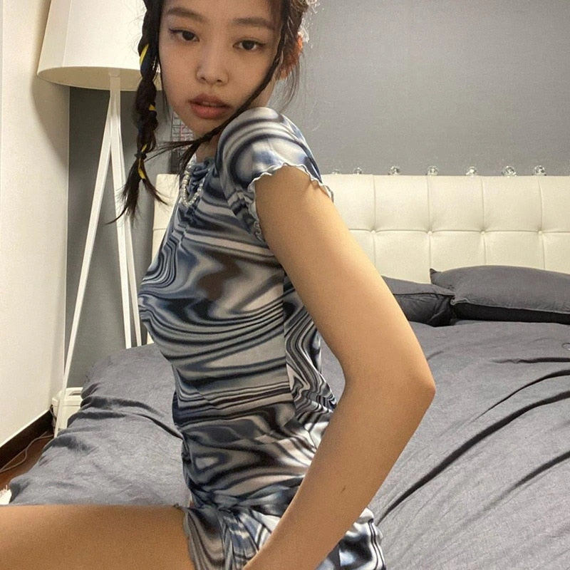 Jennie's Swirl Dress Y2K Vibe: Black Mini—Get That Korean Aesthetic!